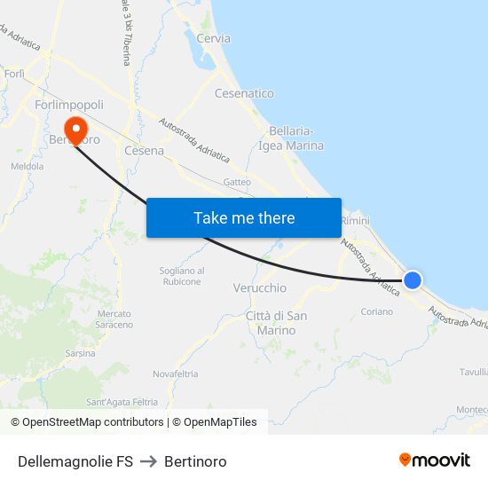 Dellemagnolie FS to Bertinoro map