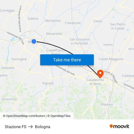 Stazione FS to Bologna map