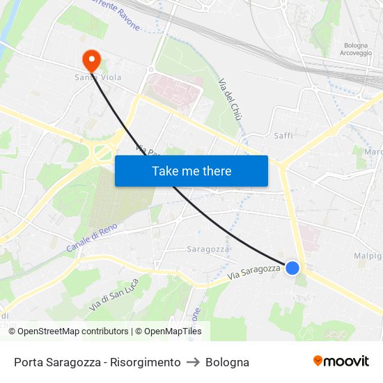 Porta Saragozza - Risorgimento to Bologna map