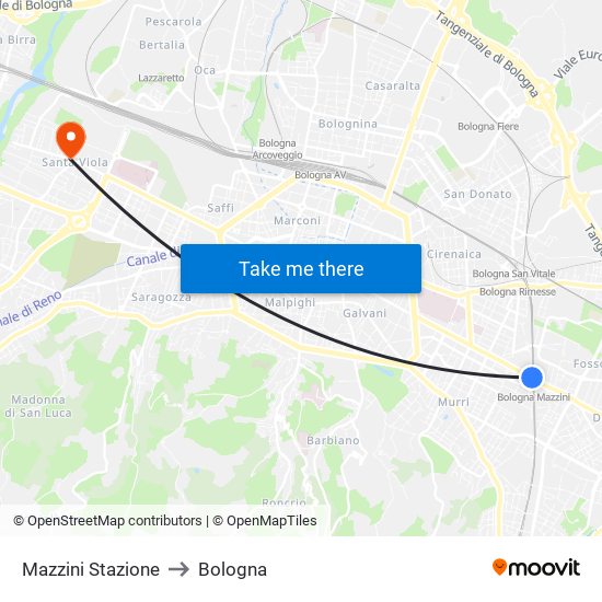 Mazzini Stazione to Bologna map
