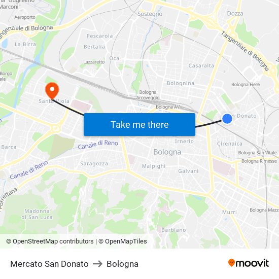 Mercato San Donato to Bologna map