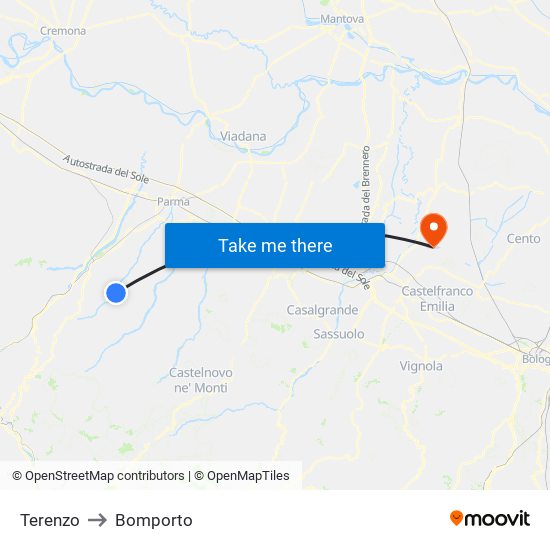 Terenzo to Bomporto map