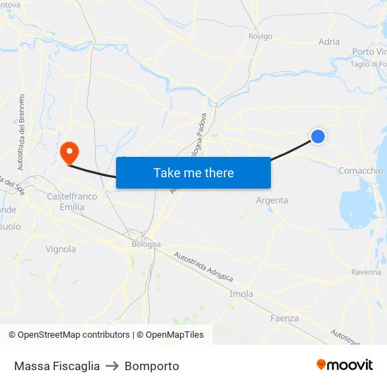 Massa Fiscaglia to Bomporto map