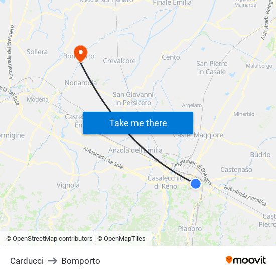 Carducci to Bomporto map