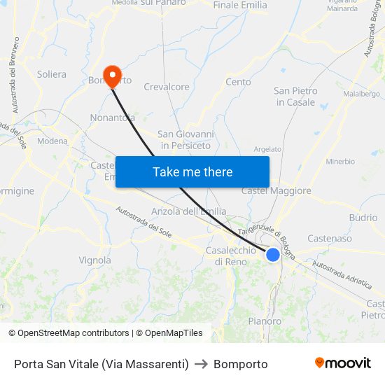 Porta San Vitale (Via Massarenti) to Bomporto map