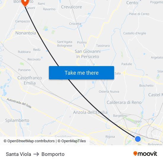 Santa Viola to Bomporto map