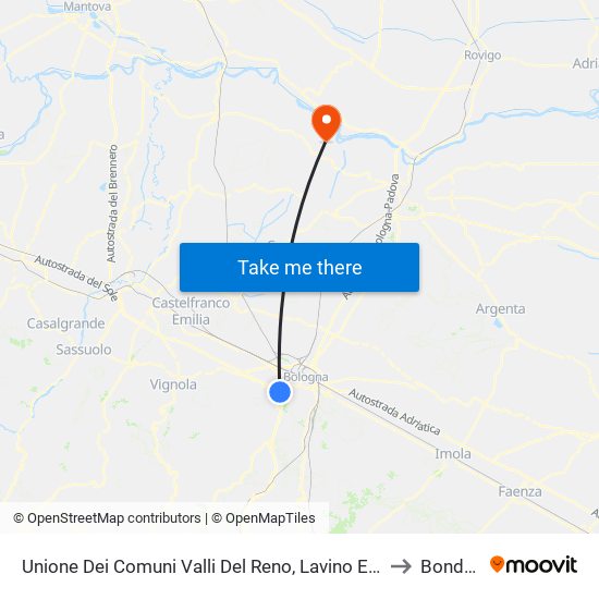 Unione Dei Comuni Valli Del Reno, Lavino E Samoggia to Bondeno map