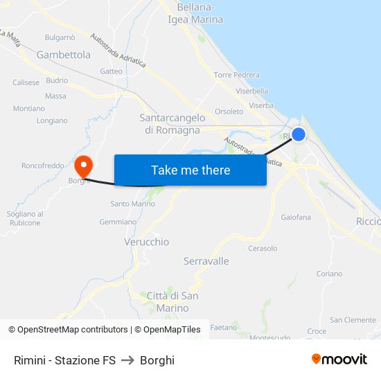 Rimini - Stazione FS to Borghi map