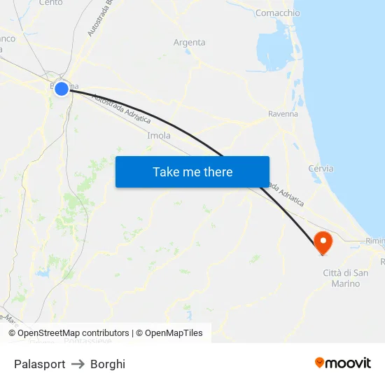 Riva Di Reno - Lame to Borghi map