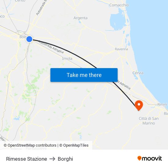 Rimesse Stazione to Borghi map