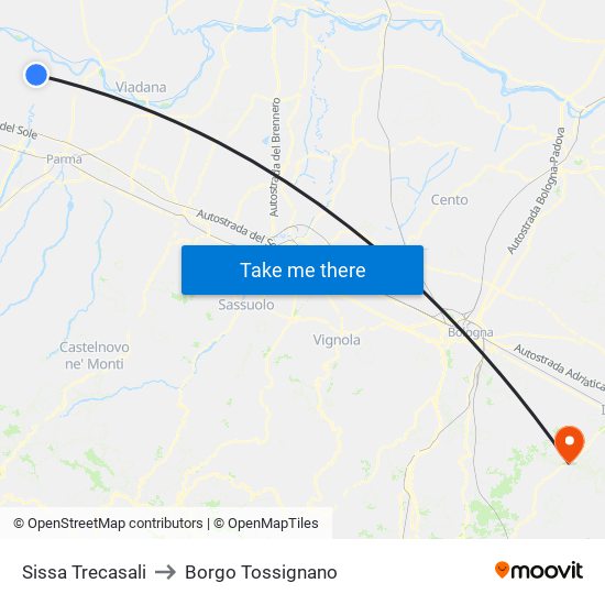 Sissa Trecasali to Borgo Tossignano map