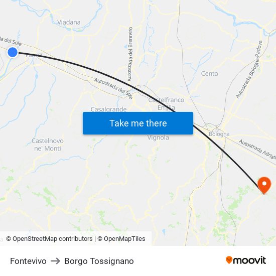 Fontevivo to Borgo Tossignano map