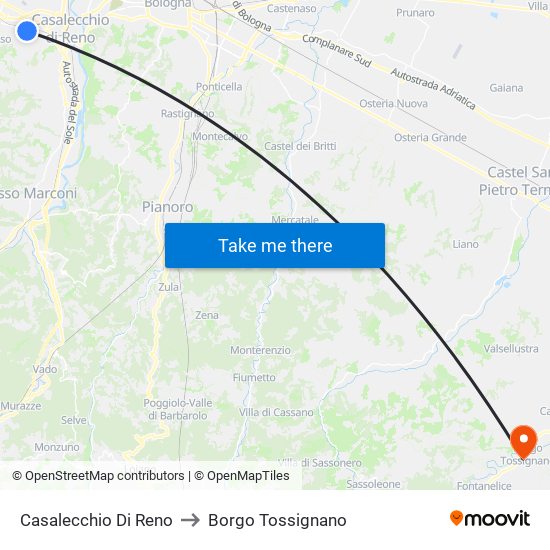 Casalecchio Di Reno to Borgo Tossignano map