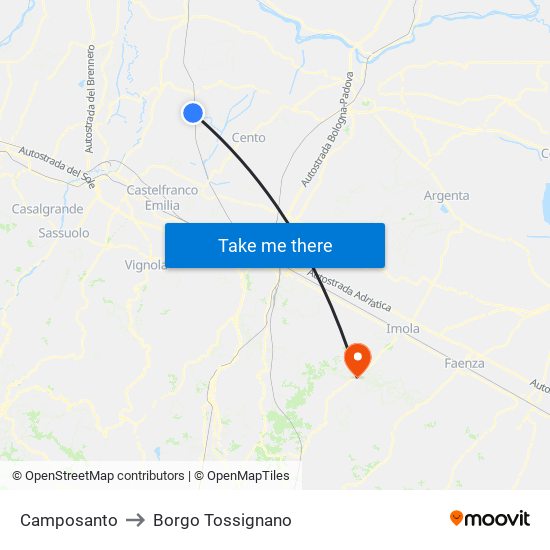 Camposanto to Borgo Tossignano map