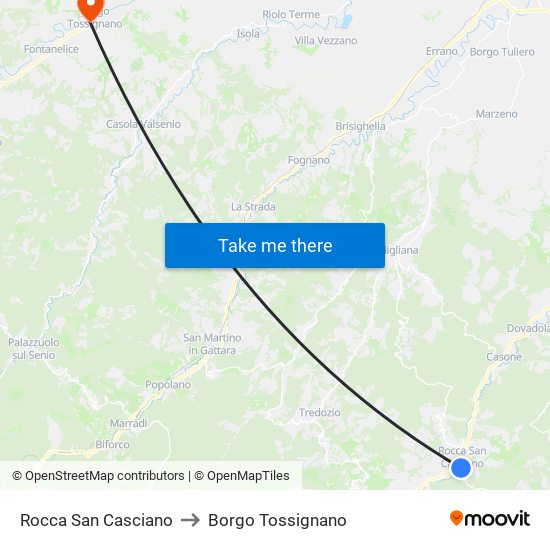 Rocca San Casciano to Borgo Tossignano map