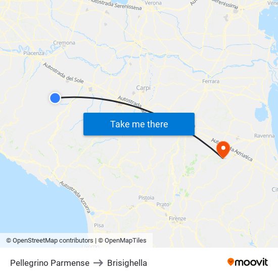Pellegrino Parmense to Brisighella map