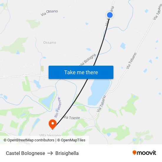 Castel Bolognese to Brisighella map