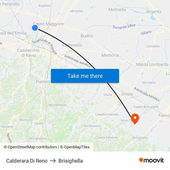 Calderara Di Reno to Brisighella map