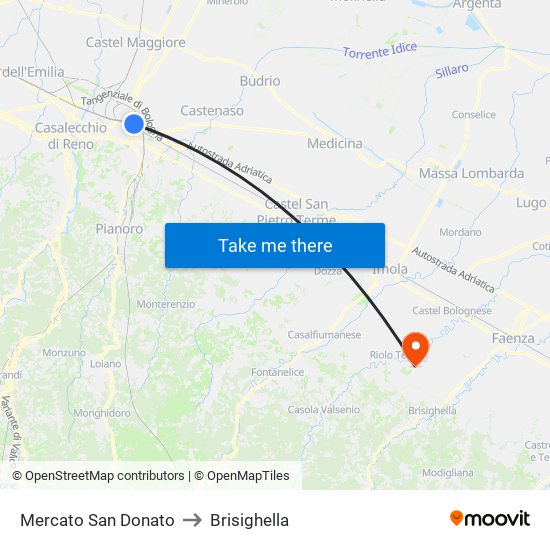 Mercato San Donato to Brisighella map