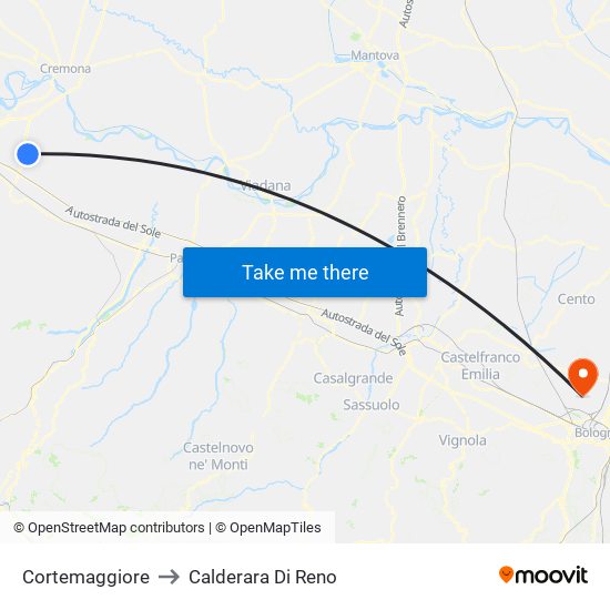Cortemaggiore to Calderara Di Reno map