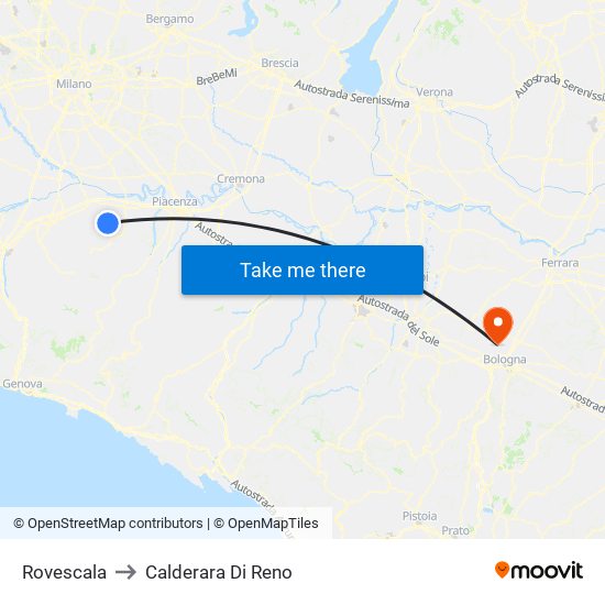 Rovescala to Calderara Di Reno map