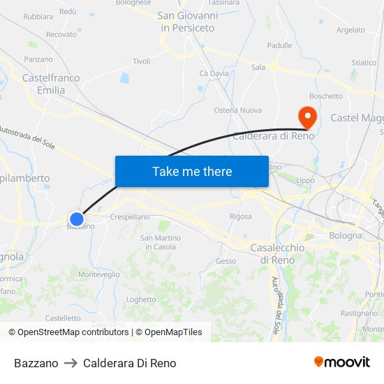 Bazzano to Calderara Di Reno map