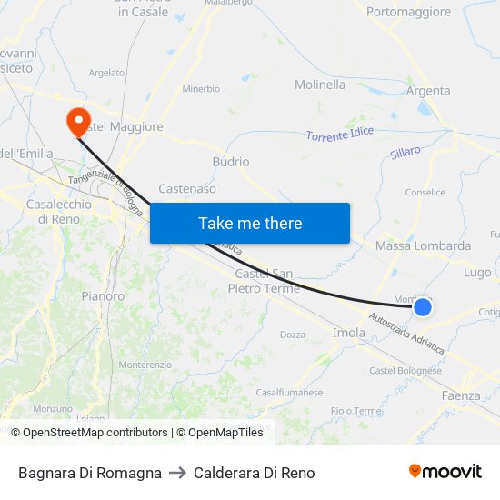 Bagnara Di Romagna to Calderara Di Reno map