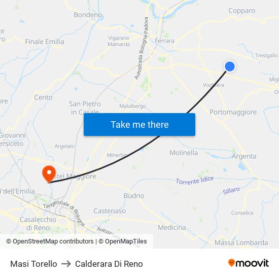 Masi Torello to Calderara Di Reno map