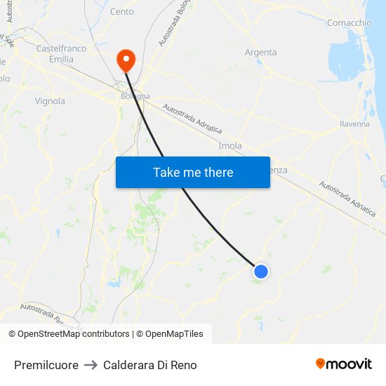 Premilcuore to Calderara Di Reno map