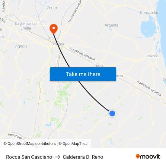 Rocca San Casciano to Calderara Di Reno map