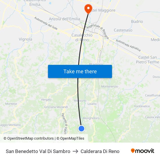 San Benedetto Val Di Sambro to Calderara Di Reno map