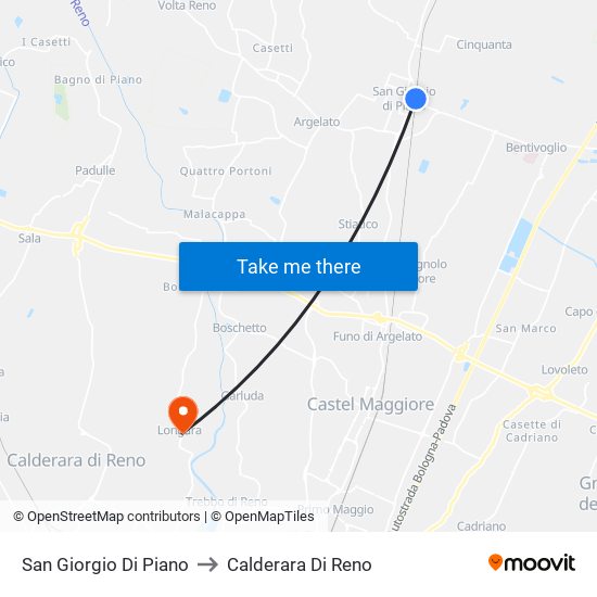 San Giorgio Di Piano to Calderara Di Reno map