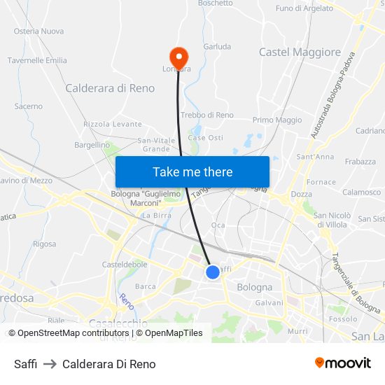 Saffi to Calderara Di Reno map