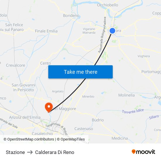 Stazione to Calderara Di Reno map