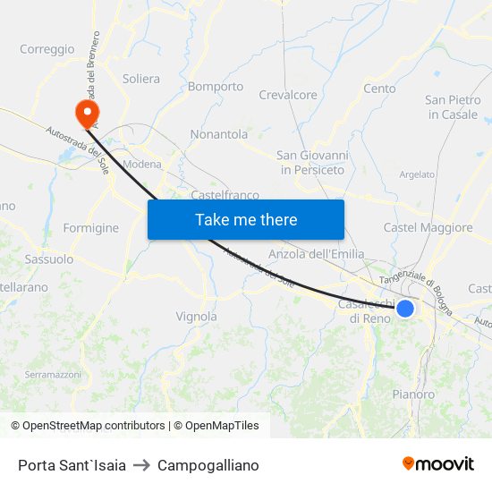 Porta Sant`Isaia to Campogalliano map