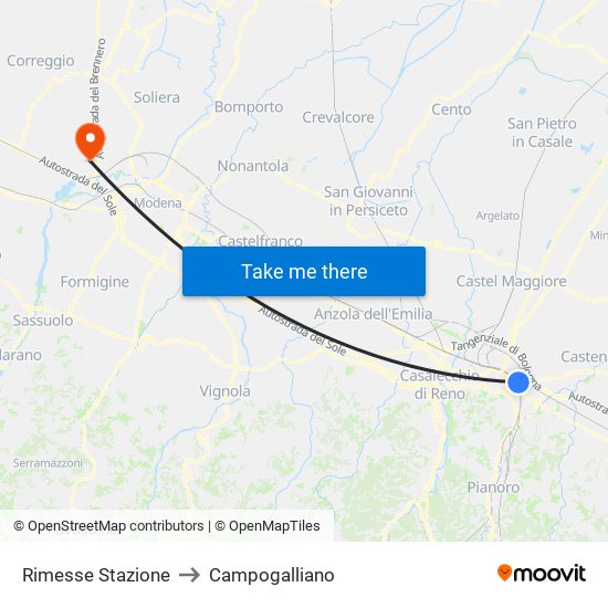 Rimesse Stazione to Campogalliano map