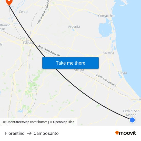 Fiorentino to Camposanto map