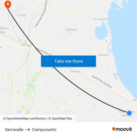 Serravalle to Camposanto map