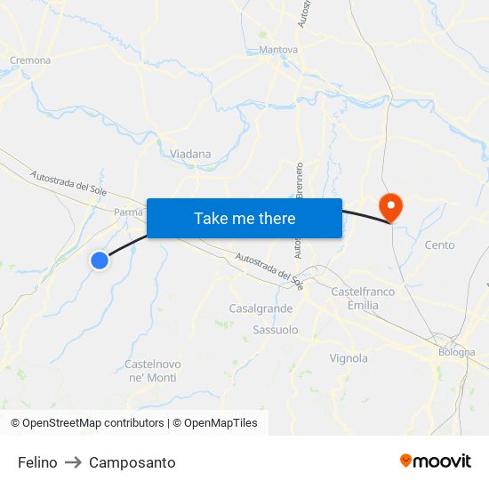 Felino to Camposanto map