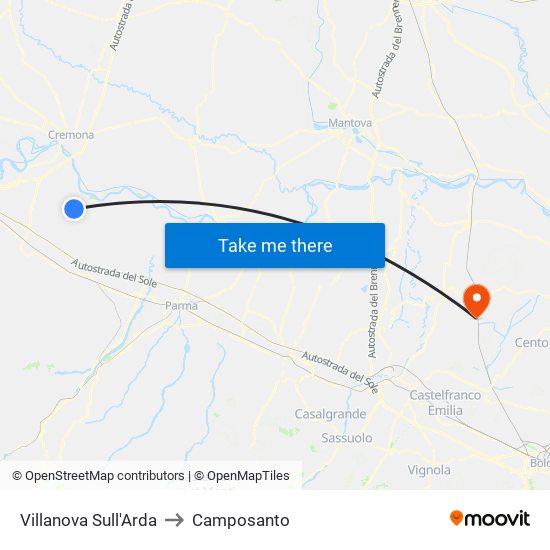 Villanova Sull'Arda to Camposanto map