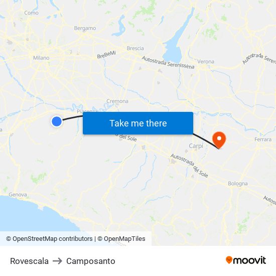 Rovescala to Camposanto map