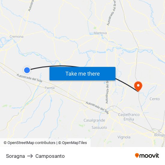 Soragna to Camposanto map