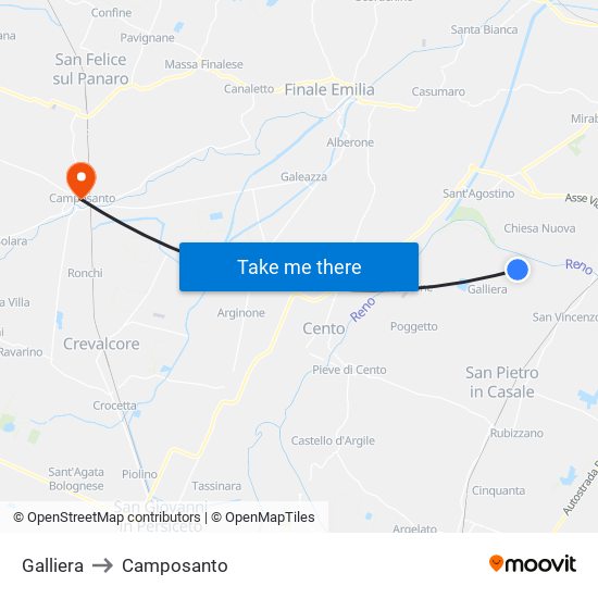 Galliera to Camposanto map