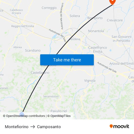 Montefiorino to Camposanto map