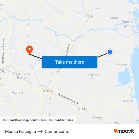 Massa Fiscaglia to Camposanto map