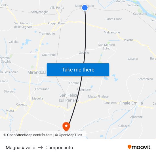 Magnacavallo to Camposanto map