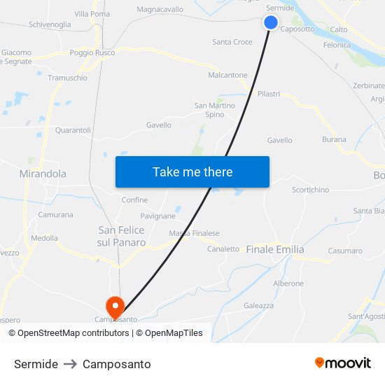 Sermide to Camposanto map