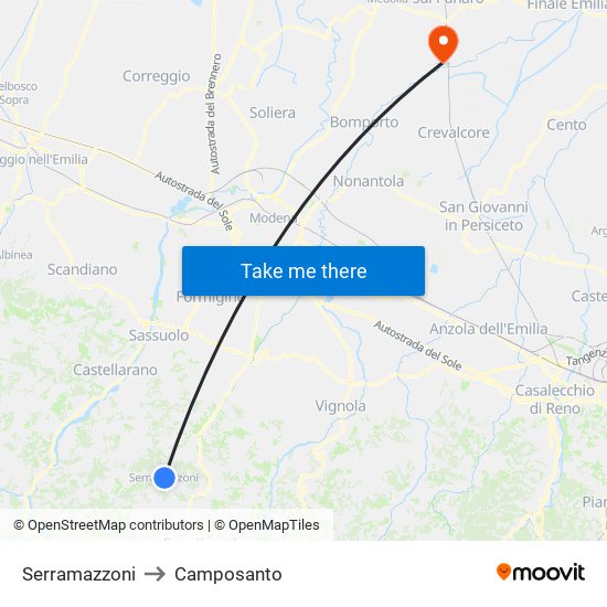 Serramazzoni to Camposanto map
