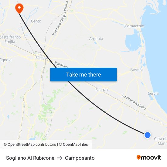 Sogliano Al Rubicone to Camposanto map