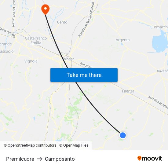 Premilcuore to Camposanto map